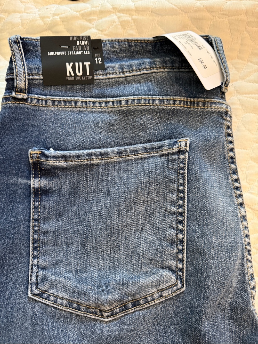 NWT KUT from the Kloth Naomi Fab Ab High Rise Straight Jeans 12